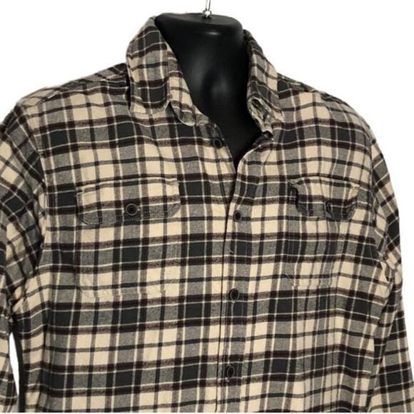 JACHS Heavyweight Tan Brown Plaid Flannel Shacket Men’s Medium - Picture 7 of 16